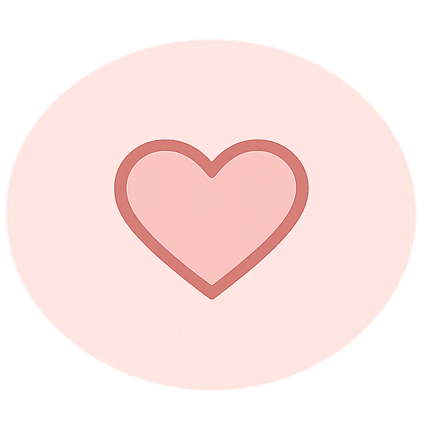 Heart symbol in the center of a pink circle on a white background
